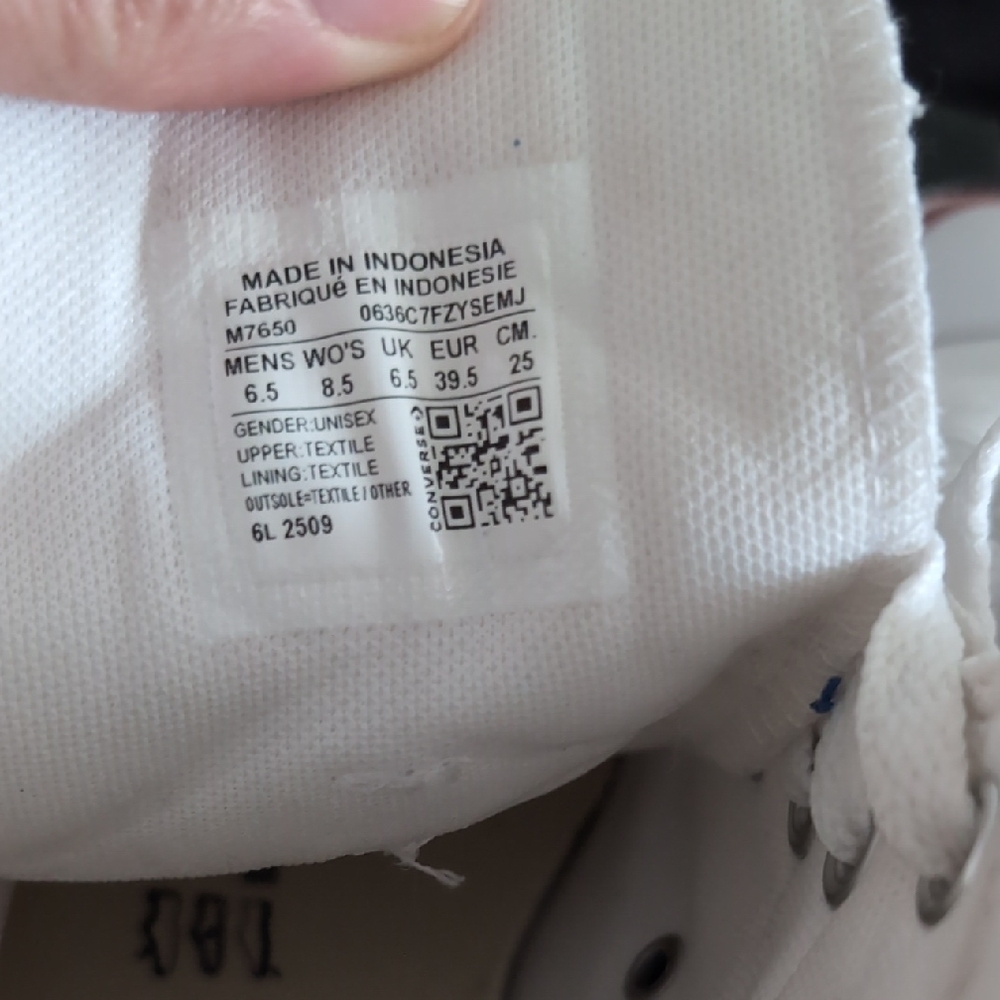 Converse All-Star White High Top Sneakers with Red & Navy Details - Picture 3 of 4